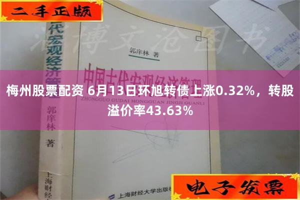 梅州股票配资 6月13日环旭转债上涨0.32%，转股溢价率43.63%