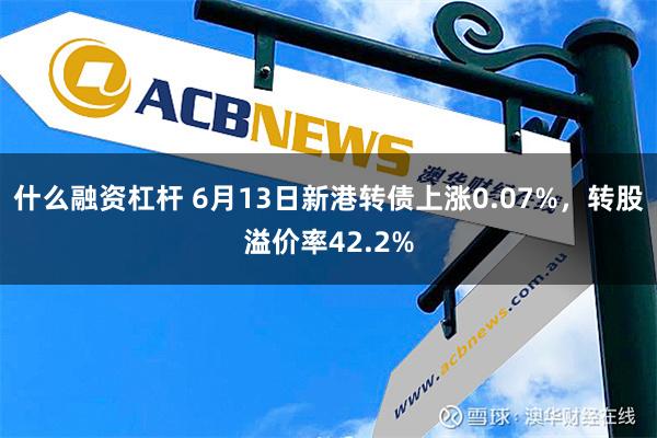 什么融资杠杆 6月13日新港转债上涨0.07%，转股溢价率42.2%