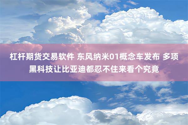 杠杆期货交易软件 东风纳米01概念车发布 多项黑科技让比亚迪都忍不住来看个究竟