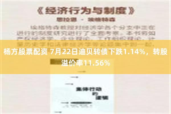 杨方股票配资 7月22日迪贝转债下跌1.14%，转股溢价率11.56%