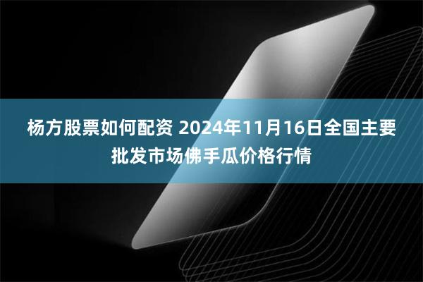 杨方股票如何配资 2024年11月16日全国主要批发市场佛手瓜价格行情