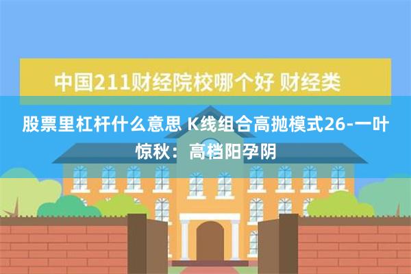 股票里杠杆什么意思 K线组合高抛模式26-一叶惊秋：高档阳孕阴